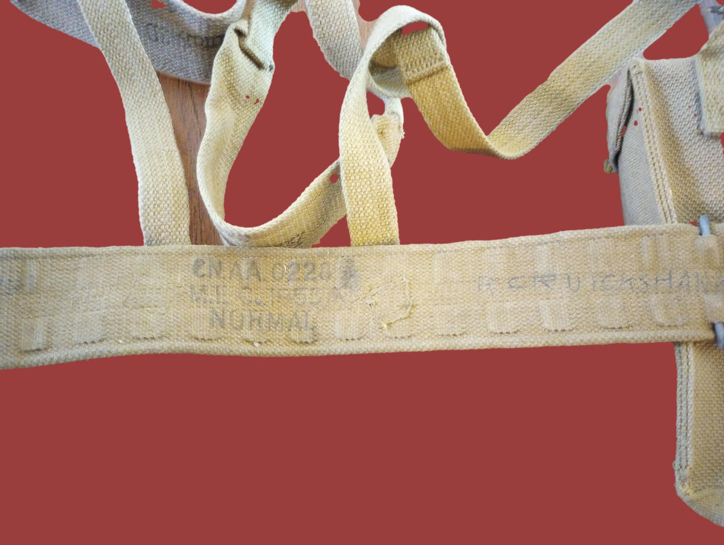 BRITISH WWII P-37 WEB GEAR BELT SUSPENDERS AMMUNITION POUCHES ORIGINAL