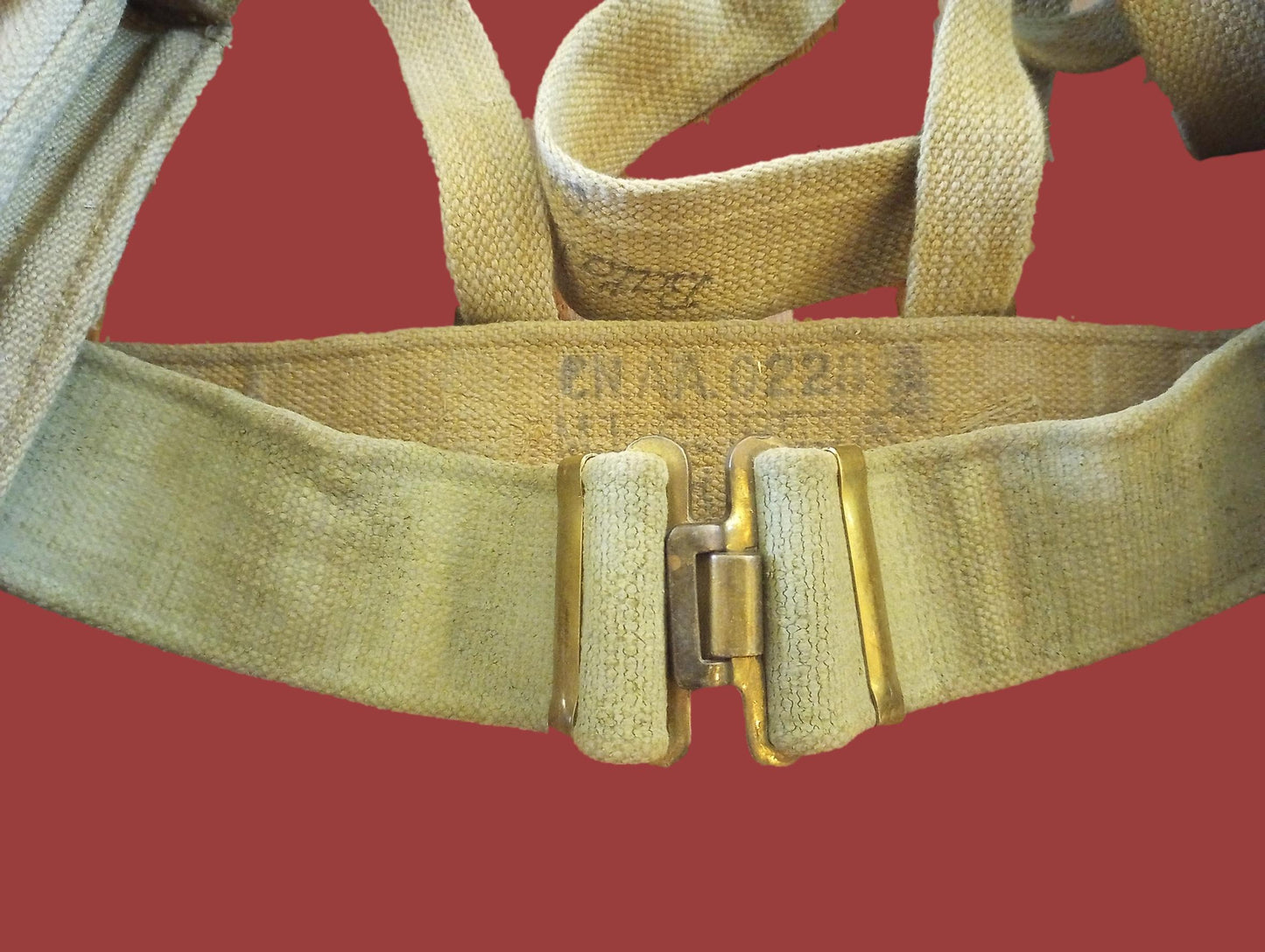BRITISH WWII P-37 WEB GEAR BELT SUSPENDERS AMMUNITION POUCHES ORIGINAL