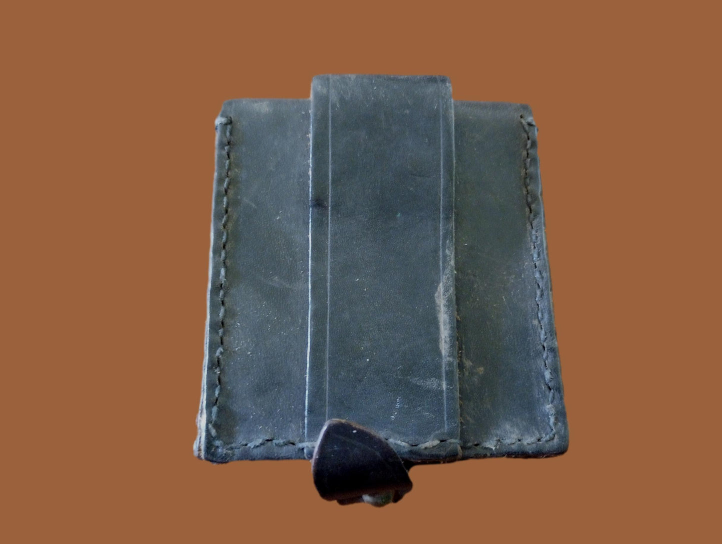 ORIGINAL WWII ITALIAN MILITARY BLACK LEATHER CARCANO AMMO 2 CLIP POUCH