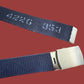 VINTAGE MILITARY NAVY ISSUE BLACK WEB  BELT WITH NICKEL ROLLER BUCKLE US MADE