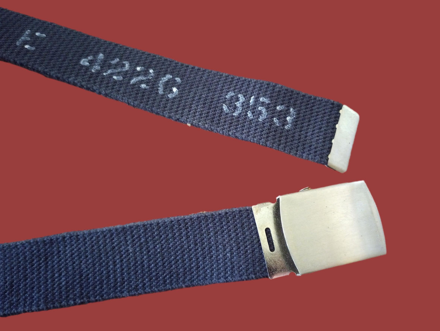 VINTAGE MILITARY NAVY ISSUE BLACK WEB  BELT WITH NICKEL ROLLER BUCKLE US MADE