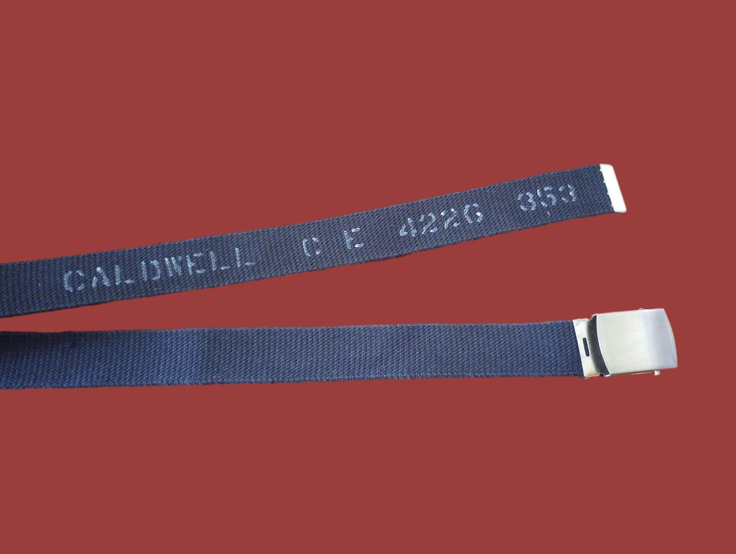 VINTAGE MILITARY NAVY ISSUE BLACK WEB  BELT WITH NICKEL ROLLER BUCKLE US MADE
