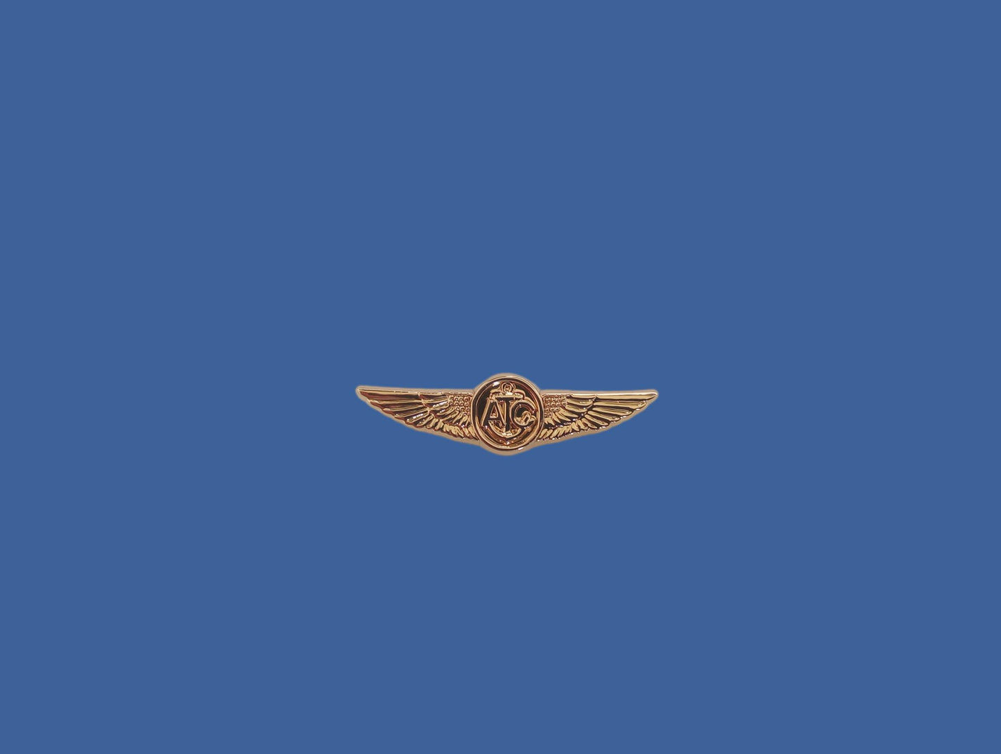 U.S MILITARY NAVY MINIATURE GOLD AIR CREW WINGS 1 1/8" INCHES WIDE HAT PIN LAPEL