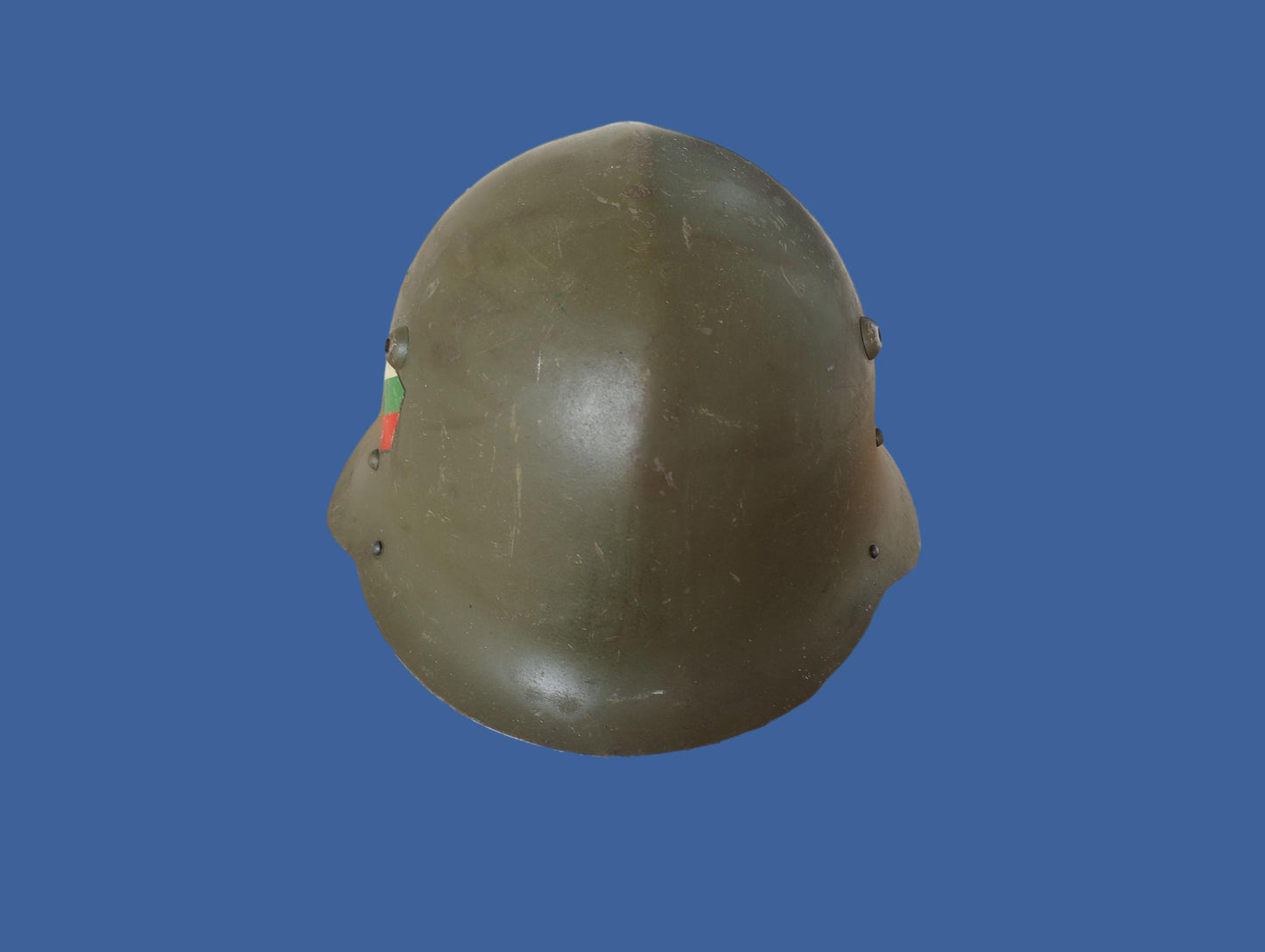BULGARIAN M36C COMBAT HELMET LEATHER LINER & CHINSTRAP TRI COLOR DECAL ORIGINAL