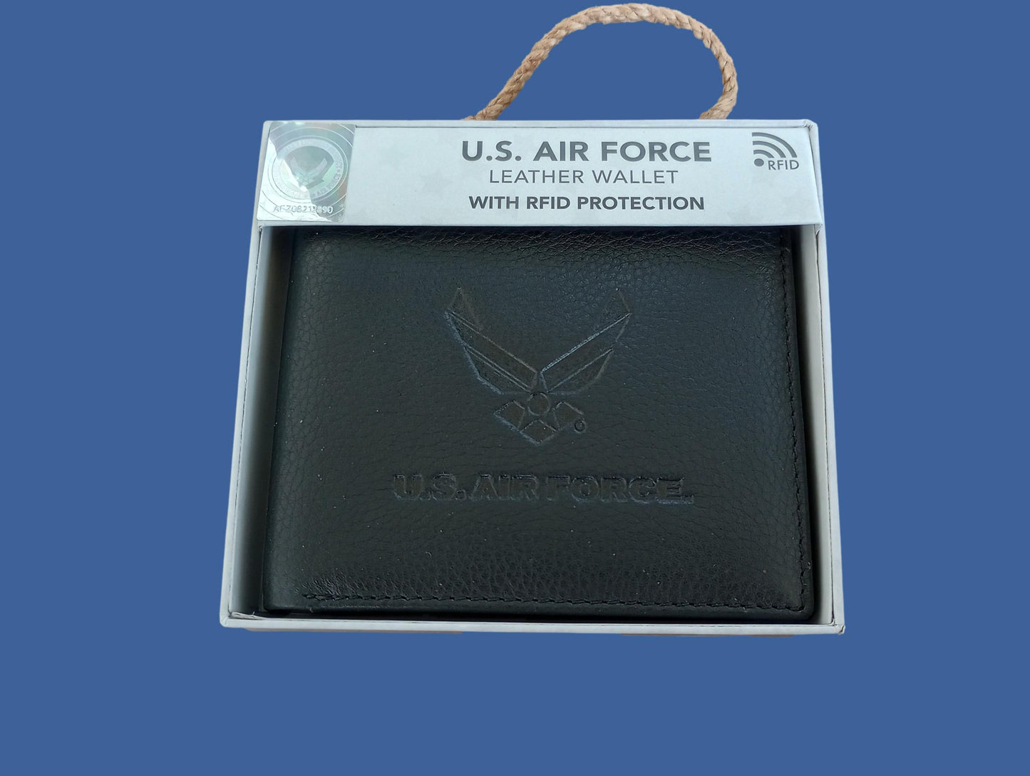NEW U.S AIR FORCE LEATHER BI-FOLD WALLET GENUINE BLACK COWHIDE EMBOSSED
