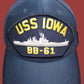USS IOWA BB-61 U.S NAVY SHIP HAT U.S OFFICIAL MILITARY BALL CAP U.S.A MADE