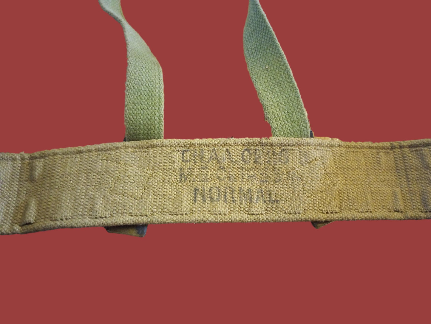 BRITISH WWII P-37 WEB GEAR BELT SUSPENDERS AMMUNITION POUCHES 1953 ORIGINAL
