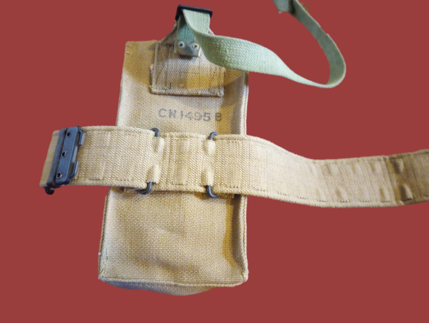 BRITISH WWII P-37 WEB GEAR BELT SUSPENDERS AMMUNITION POUCHES 1953 ORIGINAL