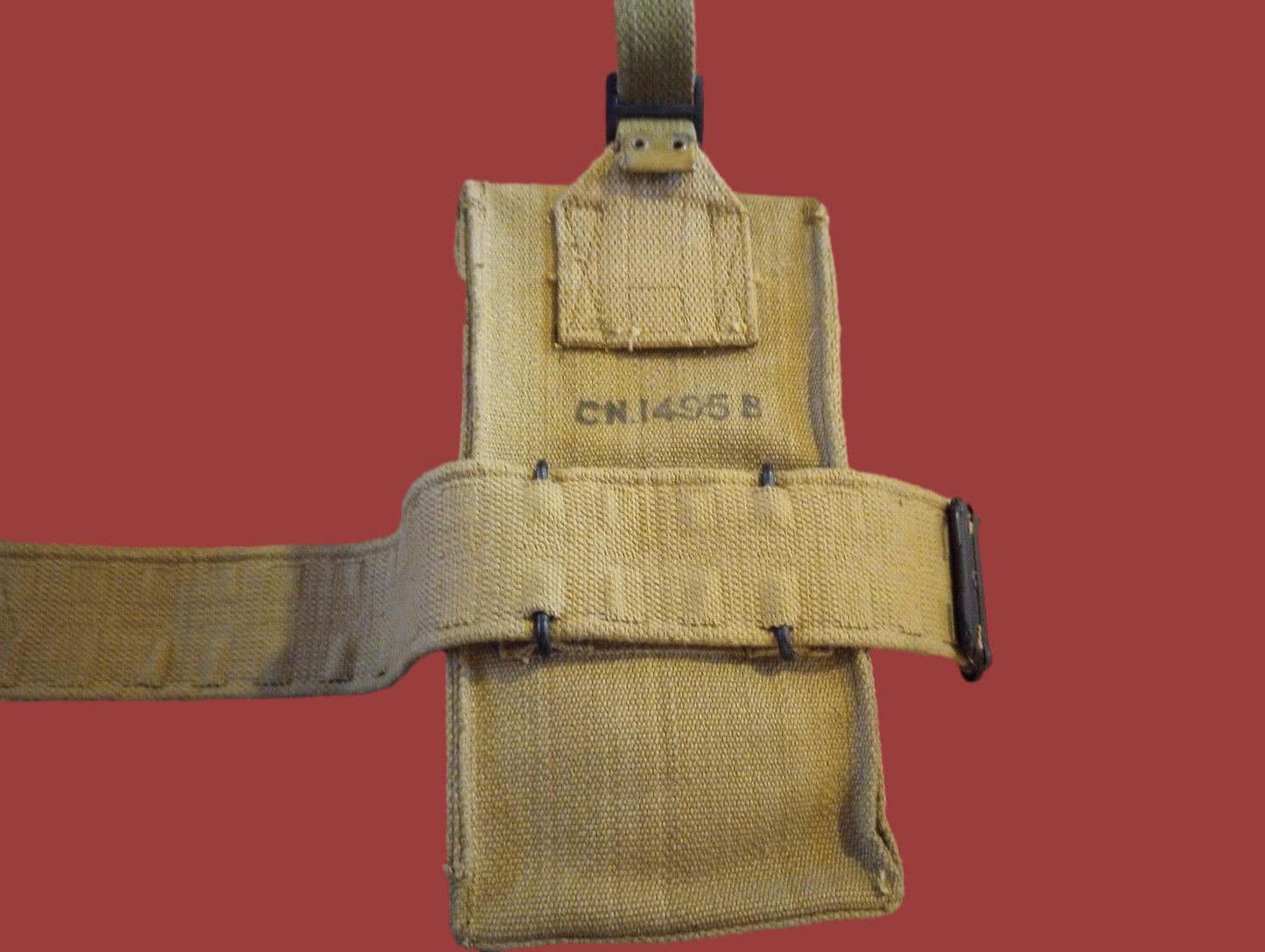 BRITISH WWII P-37 WEB GEAR BELT SUSPENDERS AMMUNITION POUCHES 1953 ORIGINAL