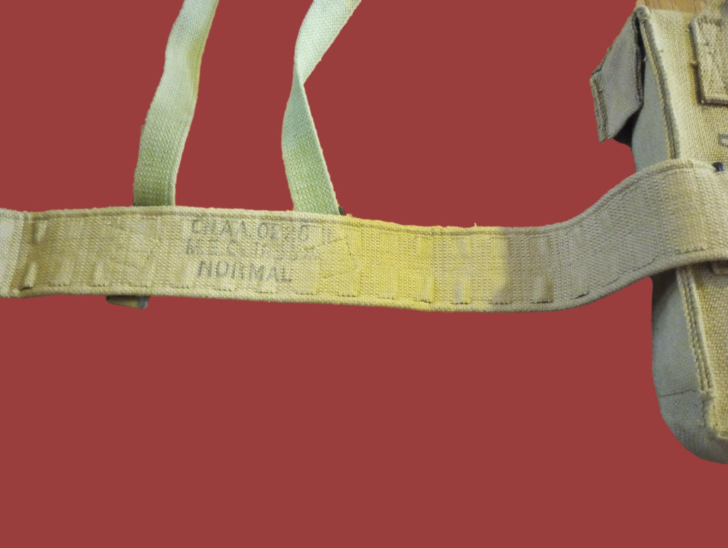BRITISH WWII P-37 WEB GEAR BELT SUSPENDERS AMMUNITION POUCHES 1953 ORIGINAL