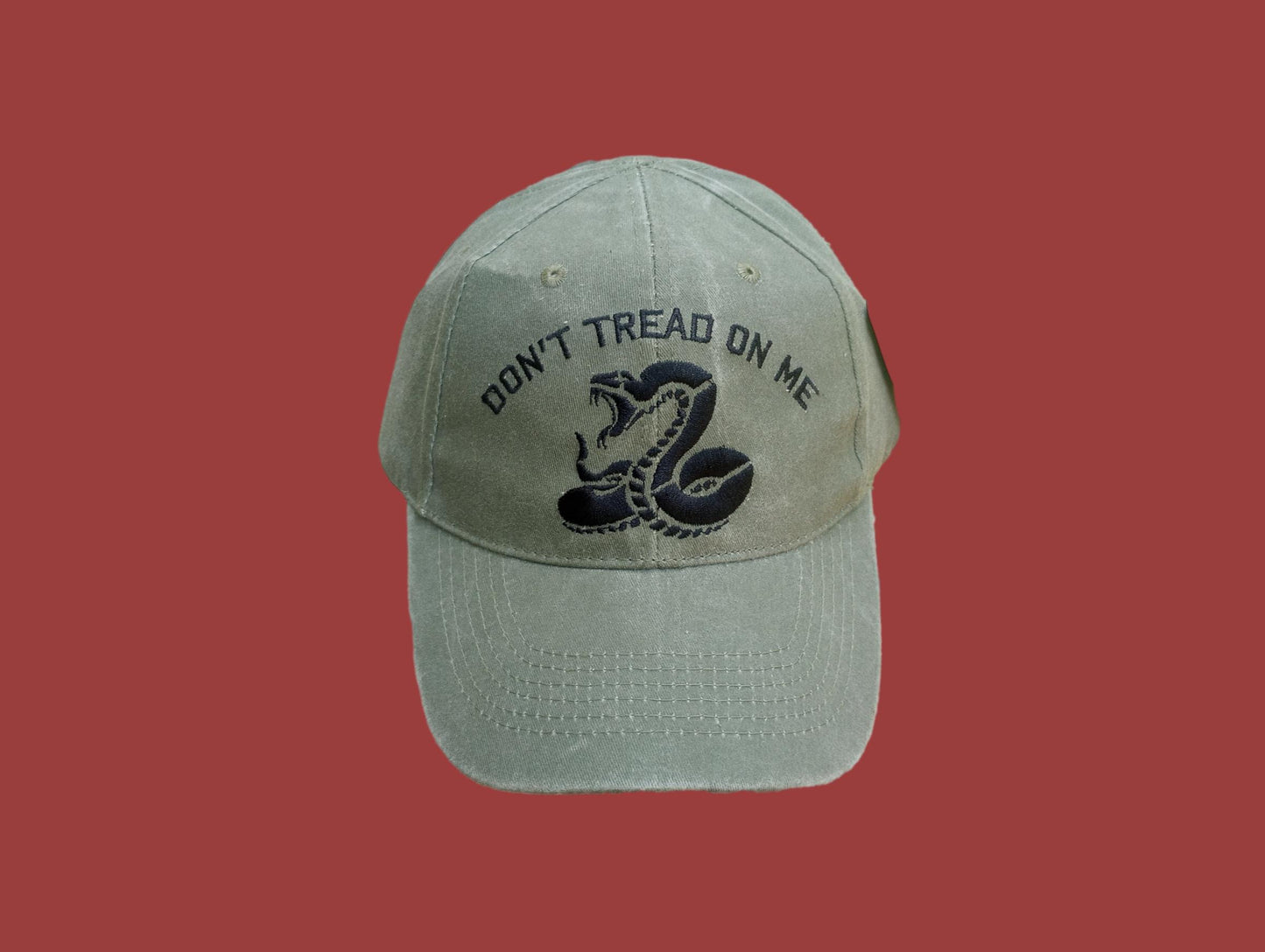 DON'T TREAD ON ME HAT OD GREEN STRESSED BALL CAP EXTREME EMBROIDERED EAGLE CREST