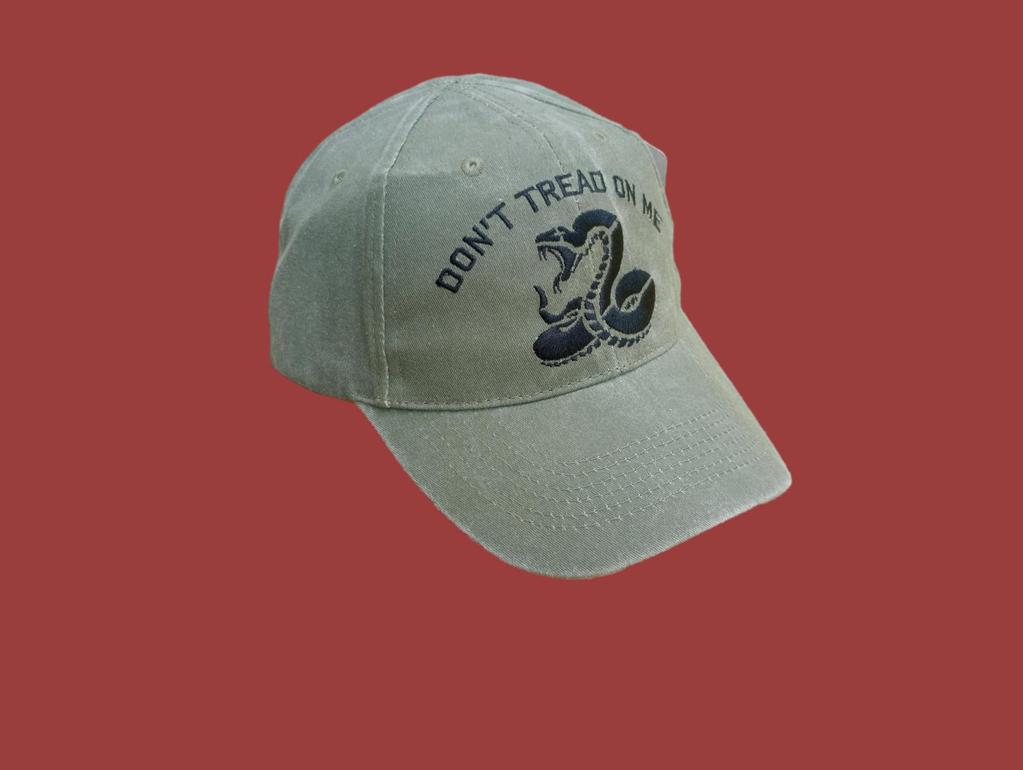 DON'T TREAD ON ME HAT OD GREEN STRESSED BALL CAP EXTREME EMBROIDERED EAGLE CREST