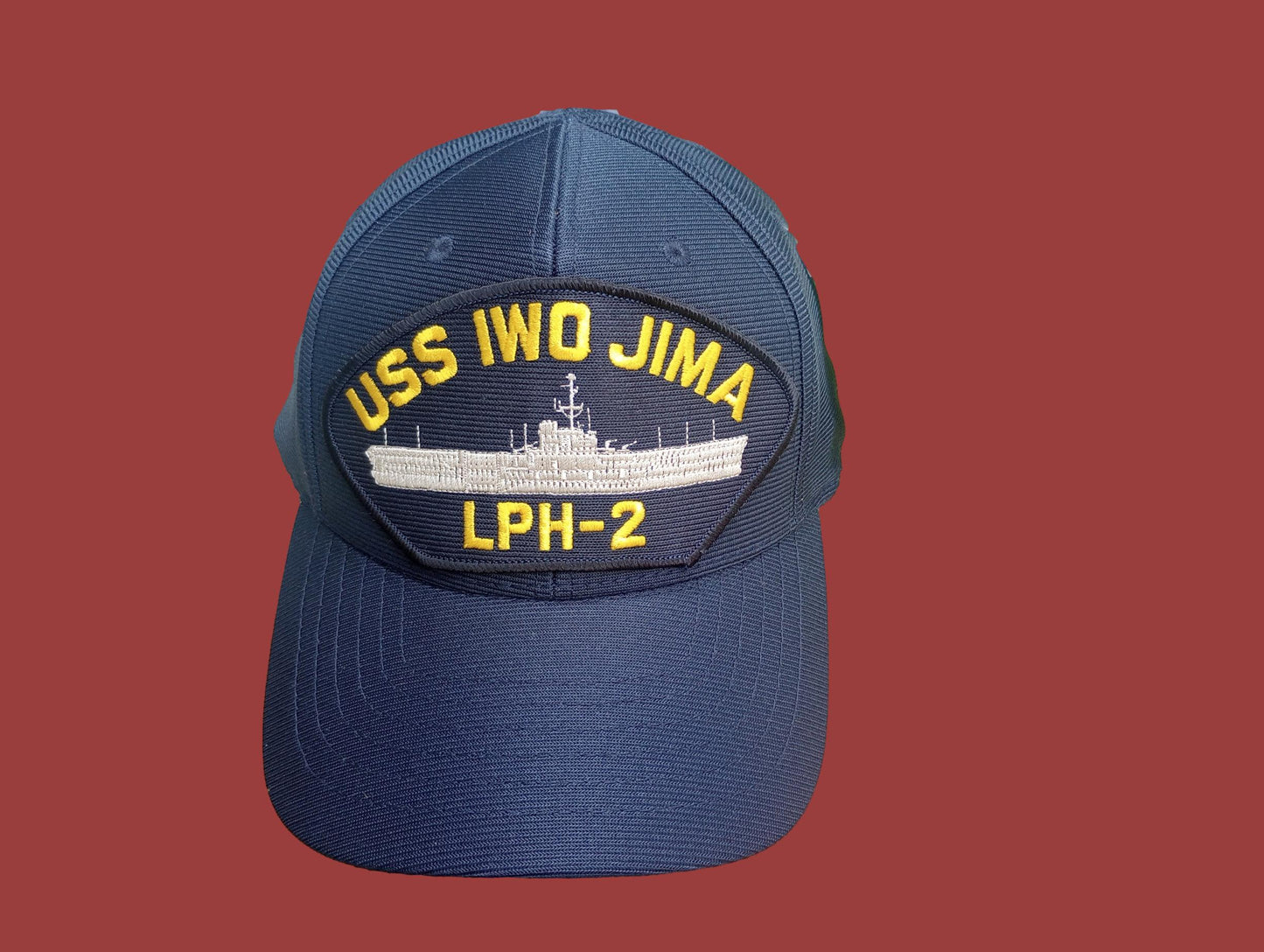 IWO JIMA LPH-2 NAVY SHIP HAT U.S MILITARY OFFICIAL BALL CAP U.S.A MADE EAGLE CREST