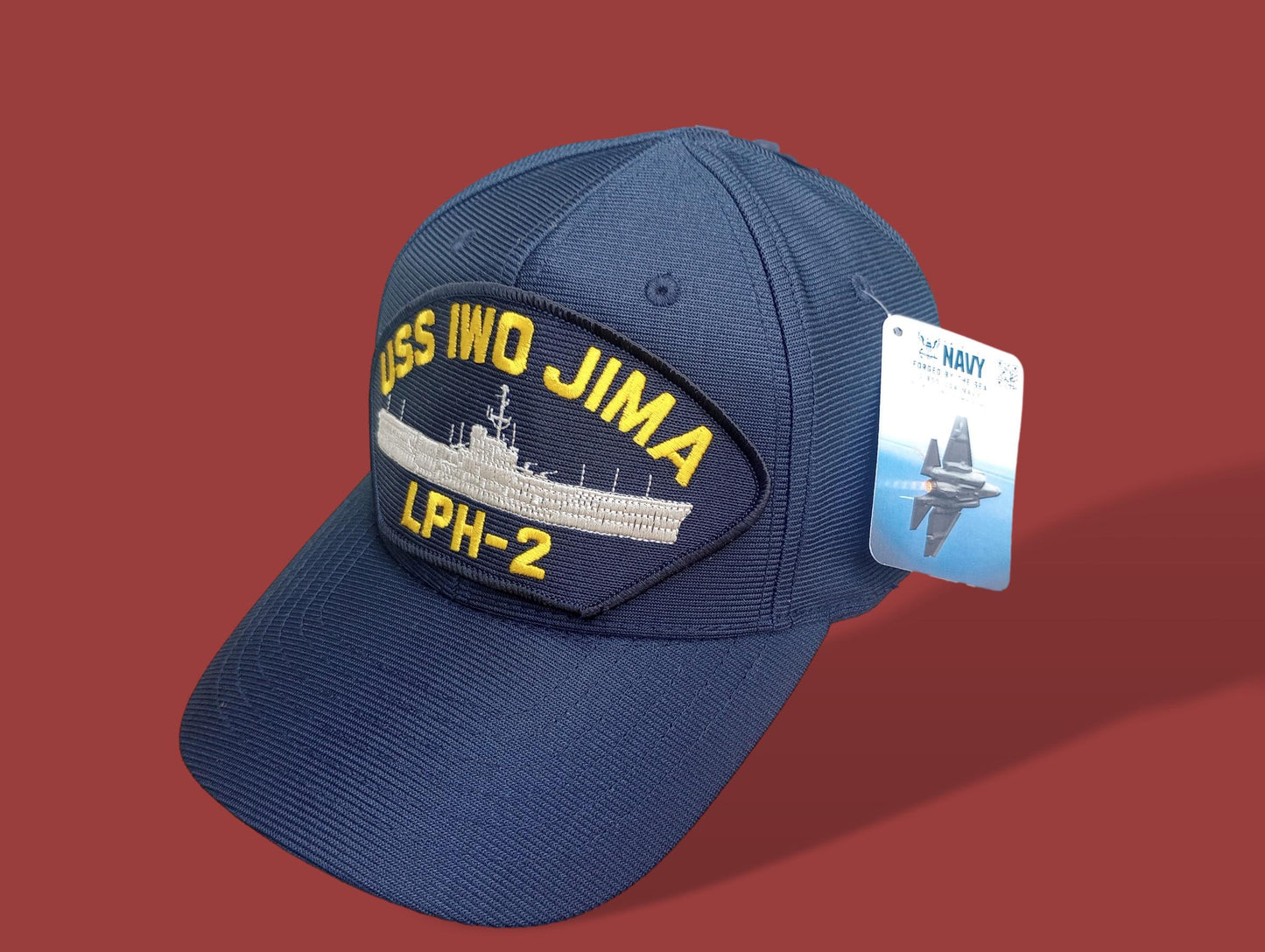 IWO JIMA LPH-2 NAVY SHIP HAT U.S MILITARY OFFICIAL BALL CAP U.S.A MADE EAGLE CREST