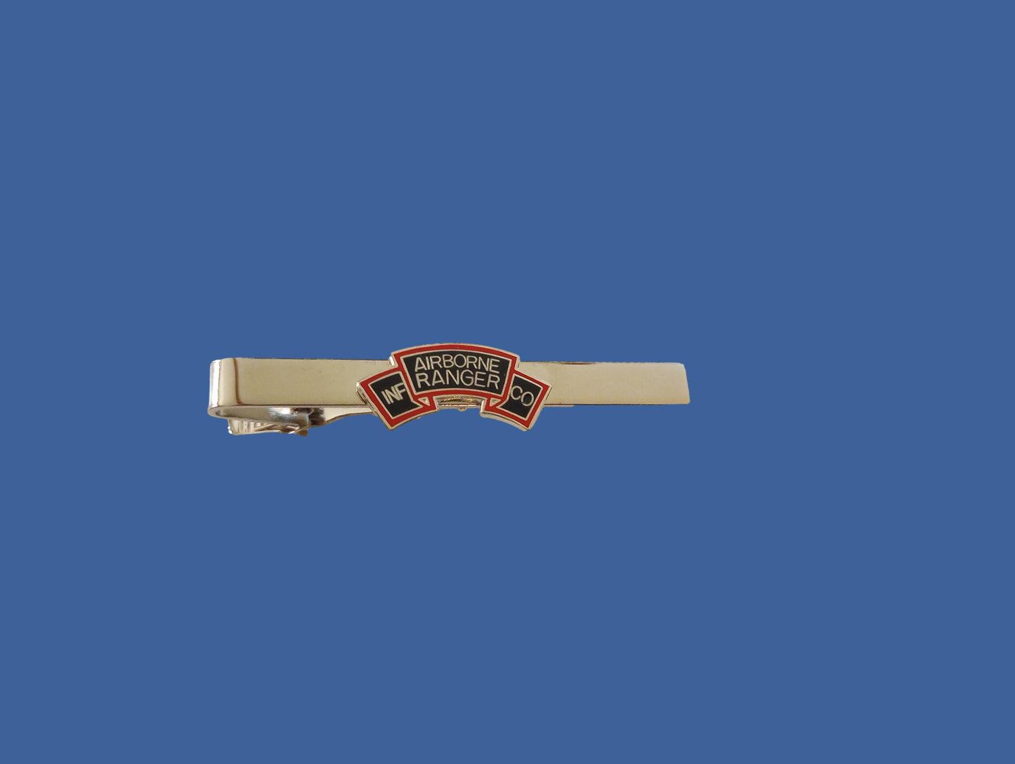 US MILITARY ARMY AIRBORNE RANGER TIE BAR TIE TAC CLIP ON USA MADE INF CO ROCKER
