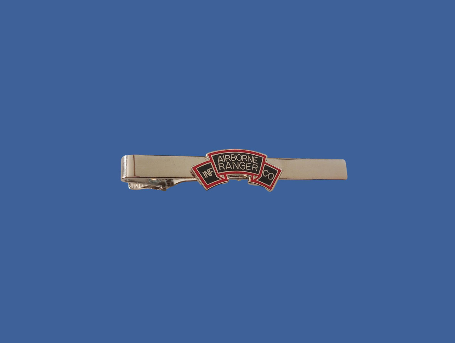 US MILITARY ARMY AIRBORNE RANGER TIE BAR TIE TAC CLIP ON USA MADE INF CO ROCKER