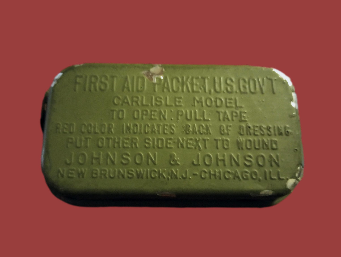 WWII U.S Army/USMC Khaki First Aid Pouch & Carlisle Tin Bandage M-1924