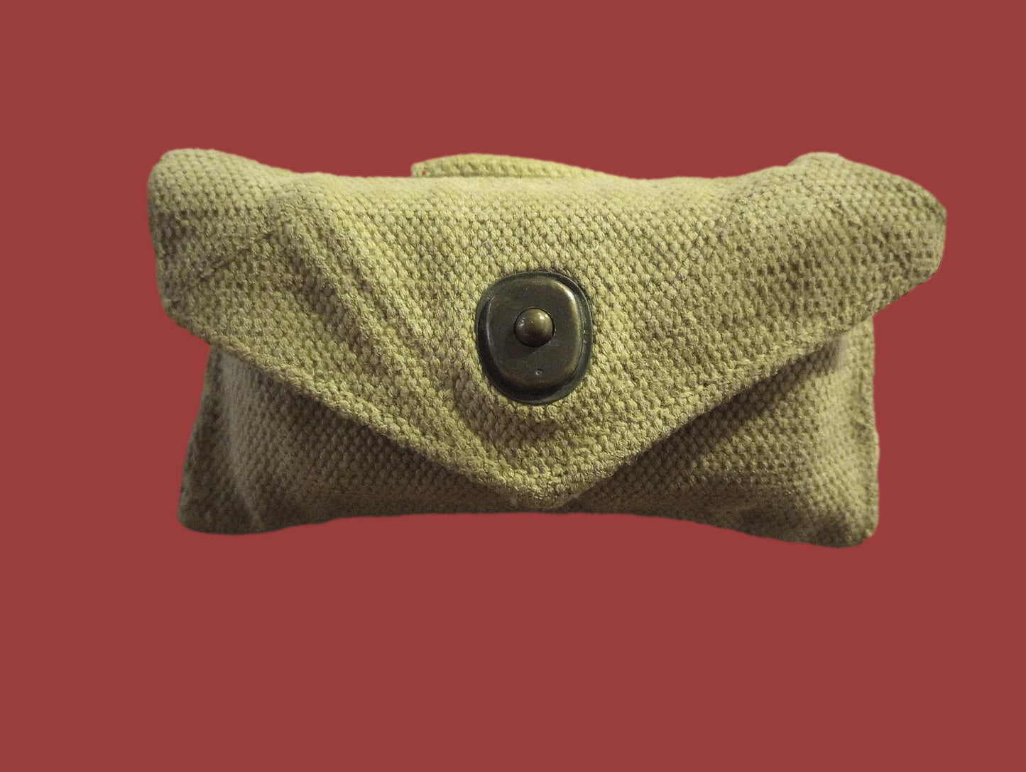 WWII U.S Army/USMC Khaki First Aid Pouch & Carlisle Tin Bandage M-1924