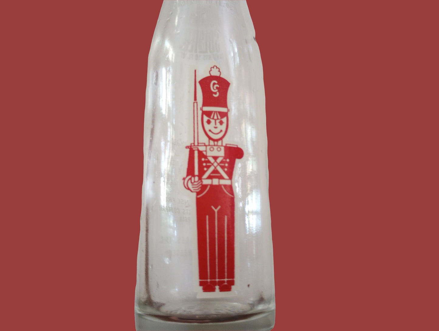 Vintage Chocolate Soldier Beverage 10oz Glass Bottle Rainbow Beverages Used