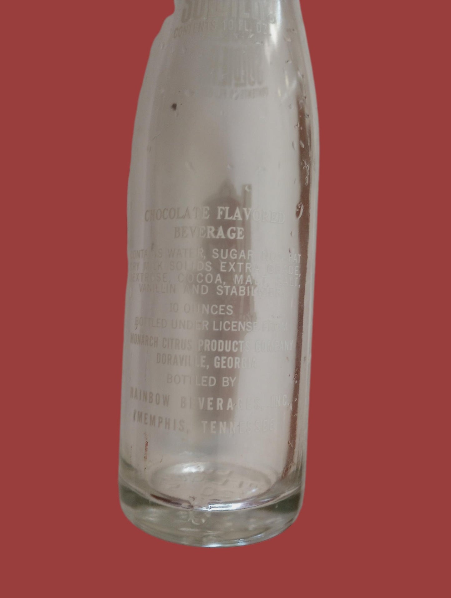 Vintage Chocolate Soldier Beverage 10oz Glass Bottle Rainbow Beverages Used