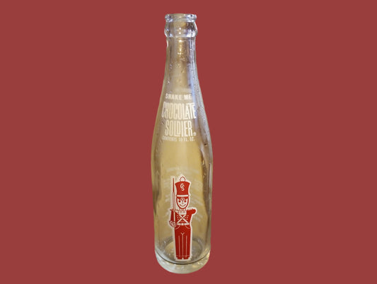 Vintage Chocolate Soldier Beverage 10oz Glass Bottle Rainbow Beverages Used