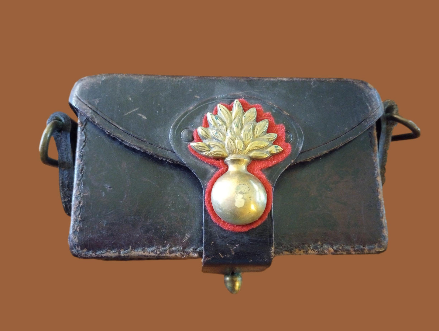 Italian Carabinieri Leather Carcano Cartridge Pouch with leather shoulder strap