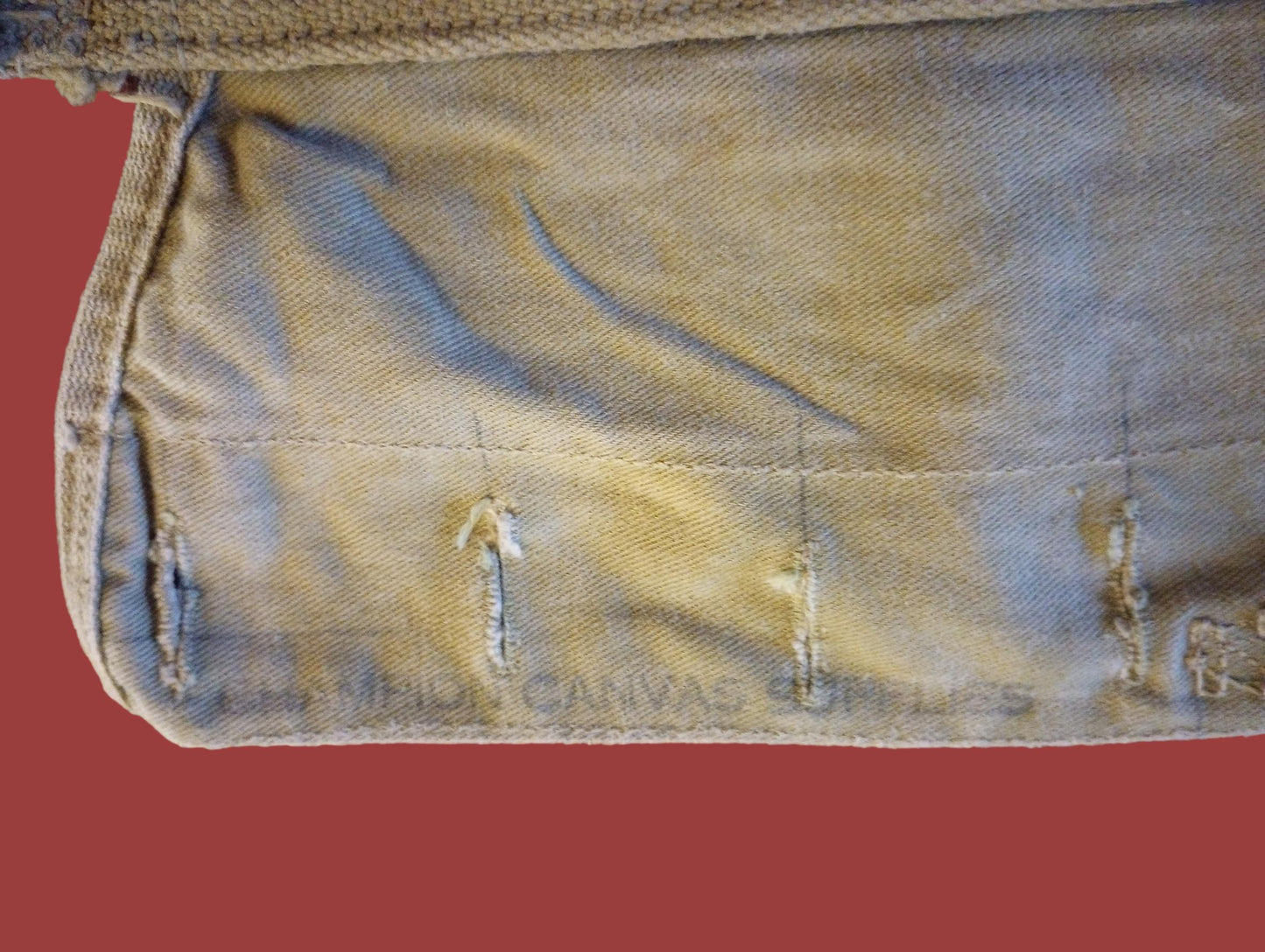 WWII U.S MILITARY M-1928 HAVERSACK  ARMY PACK TAIL CARRIER 1945 KHAKI ORIGINAL