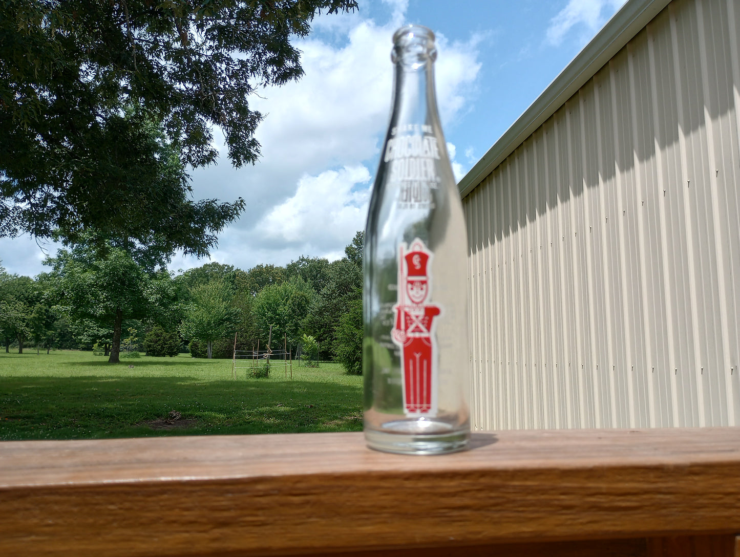 Vintage Chocolate Soldier Beverage 10oz Glass Bottle Rainbow Beverages Used