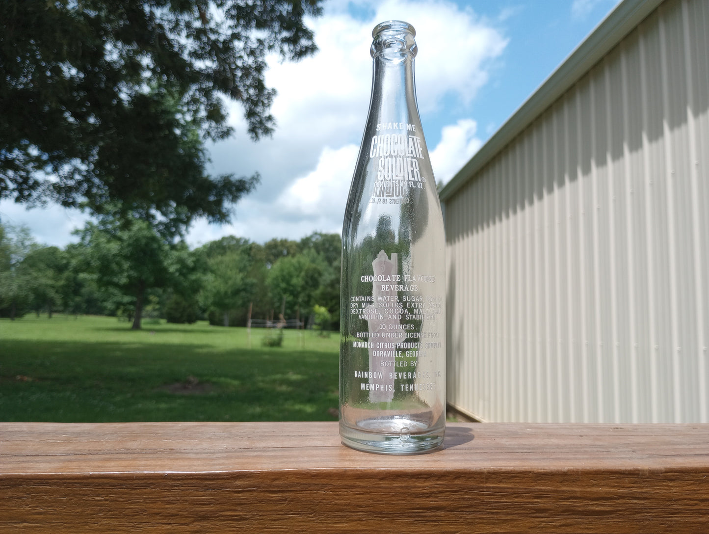 Vintage Chocolate Soldier Beverage 10oz Glass Bottle Rainbow Beverages Used