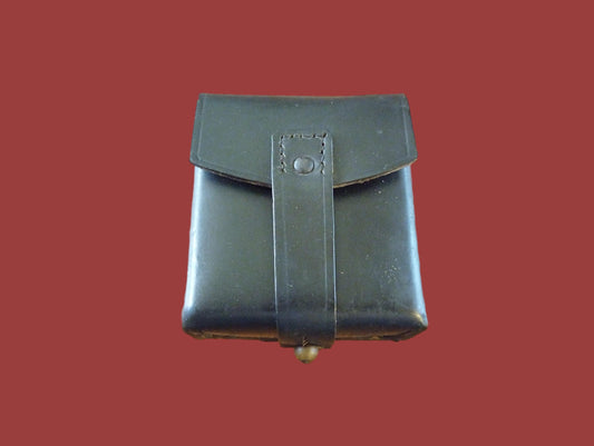 ORIGINAL WWII ITALIAN MILITARY BLACK LEATHER CARCANO AMMO 2 CLIP POUCH