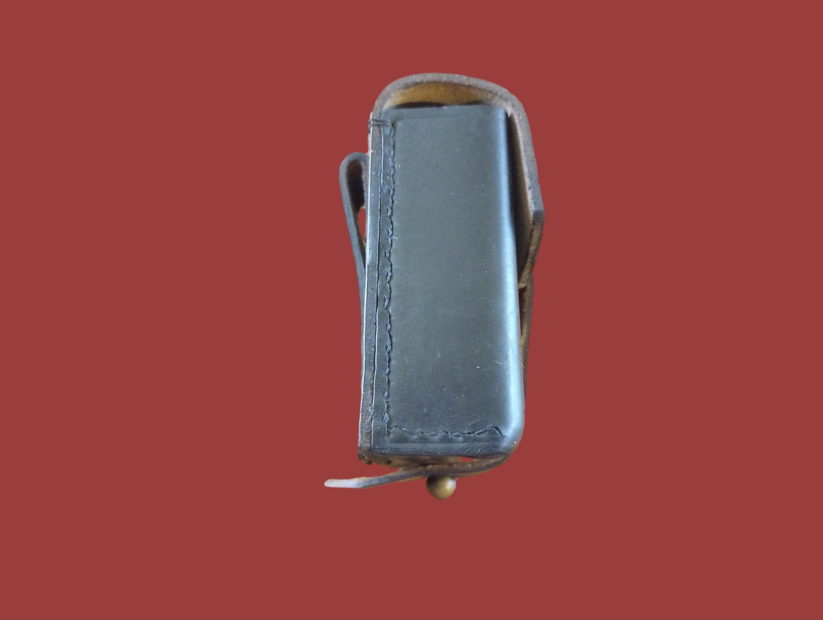 ORIGINAL WWII ITALIAN MILITARY BLACK LEATHER CARCANO AMMO 2 CLIP POUCH