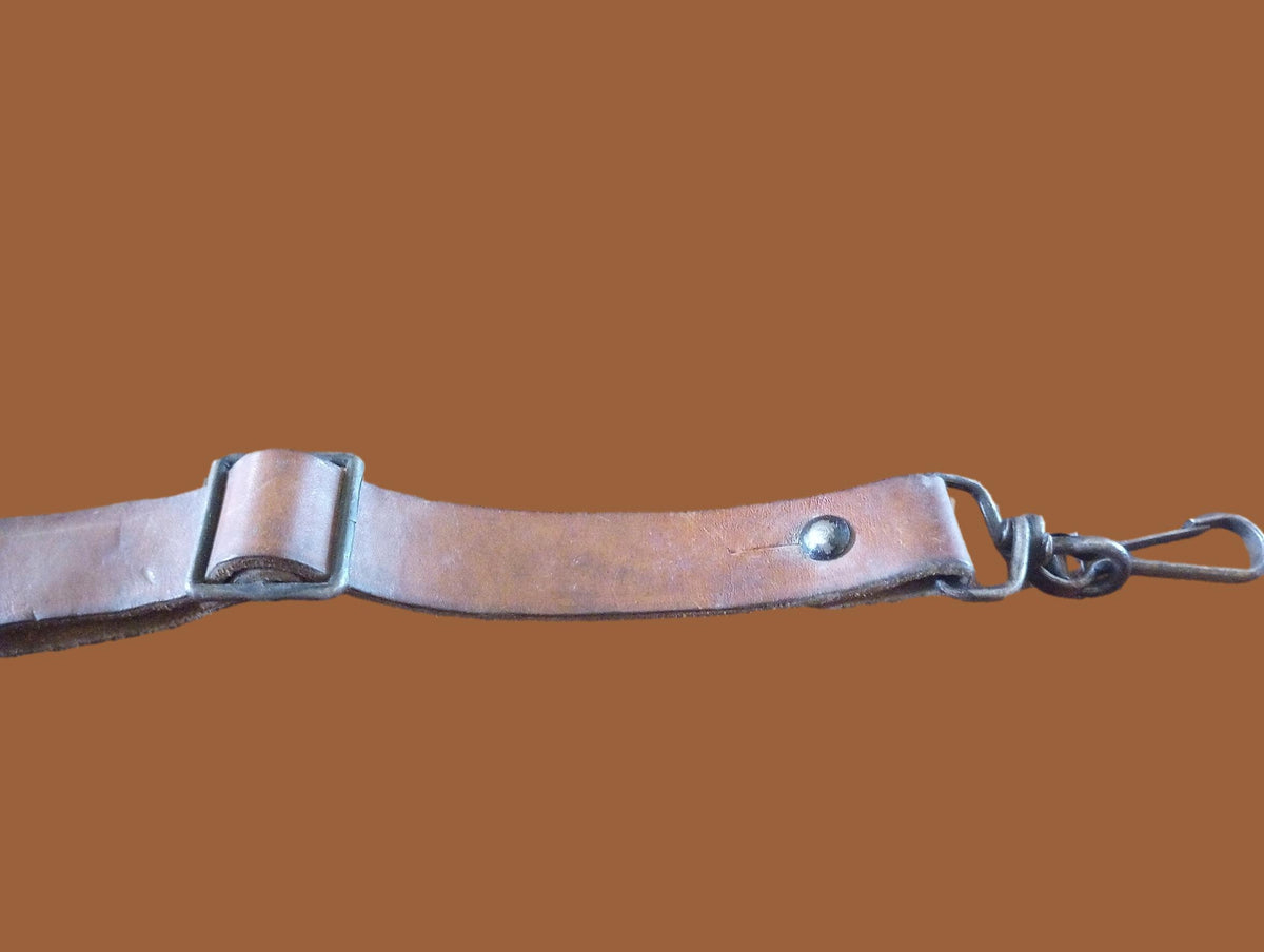 GENUINE FRENCH MILITARY MAT BROWN LEATHER RIFLE SLING ARMY MAS RIFLE 49 & 49/54