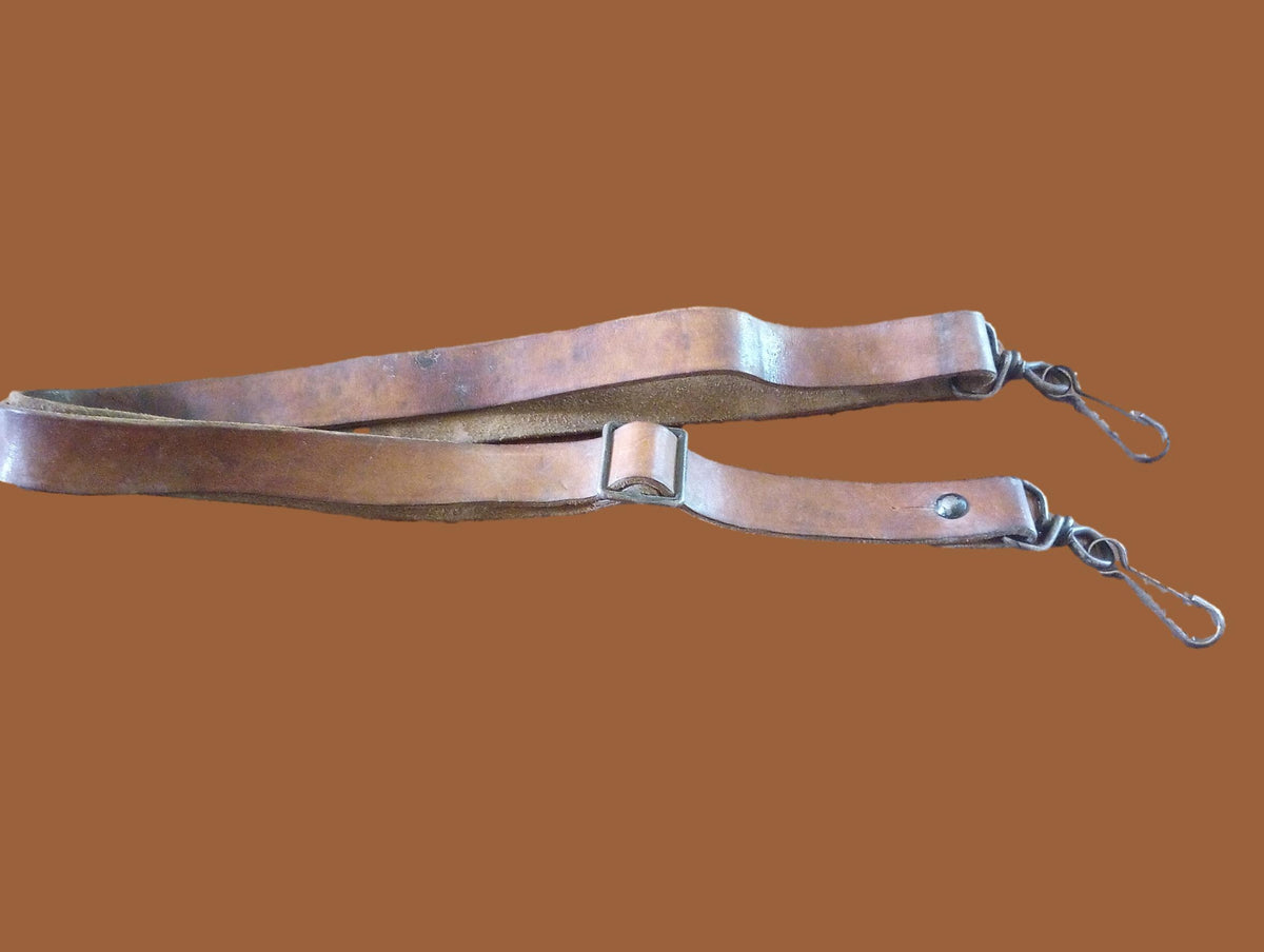 GENUINE FRENCH MILITARY MAT BROWN LEATHER RIFLE SLING ARMY MAS RIFLE 49 & 49/54