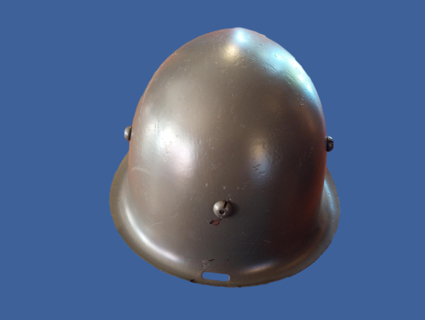 WWII ERA DANISH M/39 ROYAL GUARD HELMET WITH LINER AND LEATHER CHIN STRAP