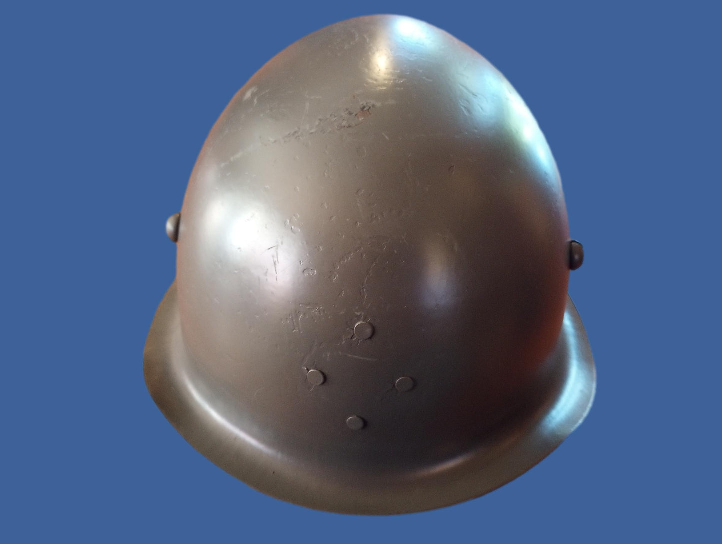 WWII ERA DANISH M/39 ROYAL GUARD HELMET WITH LINER AND LEATHER CHIN STRAP