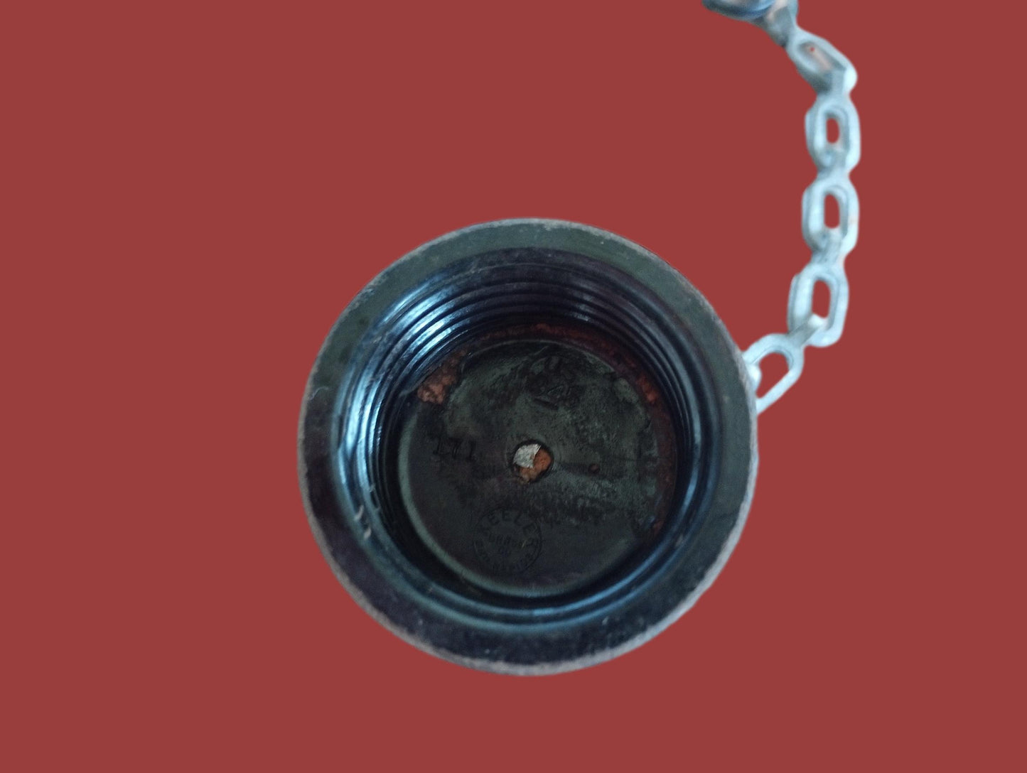 WWII U.S MILITARY CANTEEN BAKELITE CAP LID WITH CHAIN & CORK 1945 ALL ORIGINAL