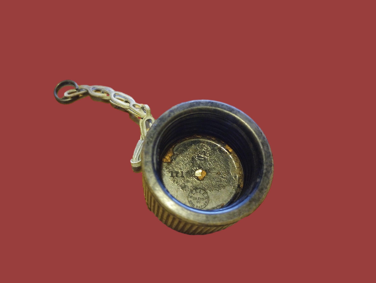 WWII U.S MILITARY CANTEEN BAKELITE CAP LID WITH CHAIN & CORK 1945 ALL ORIGINAL