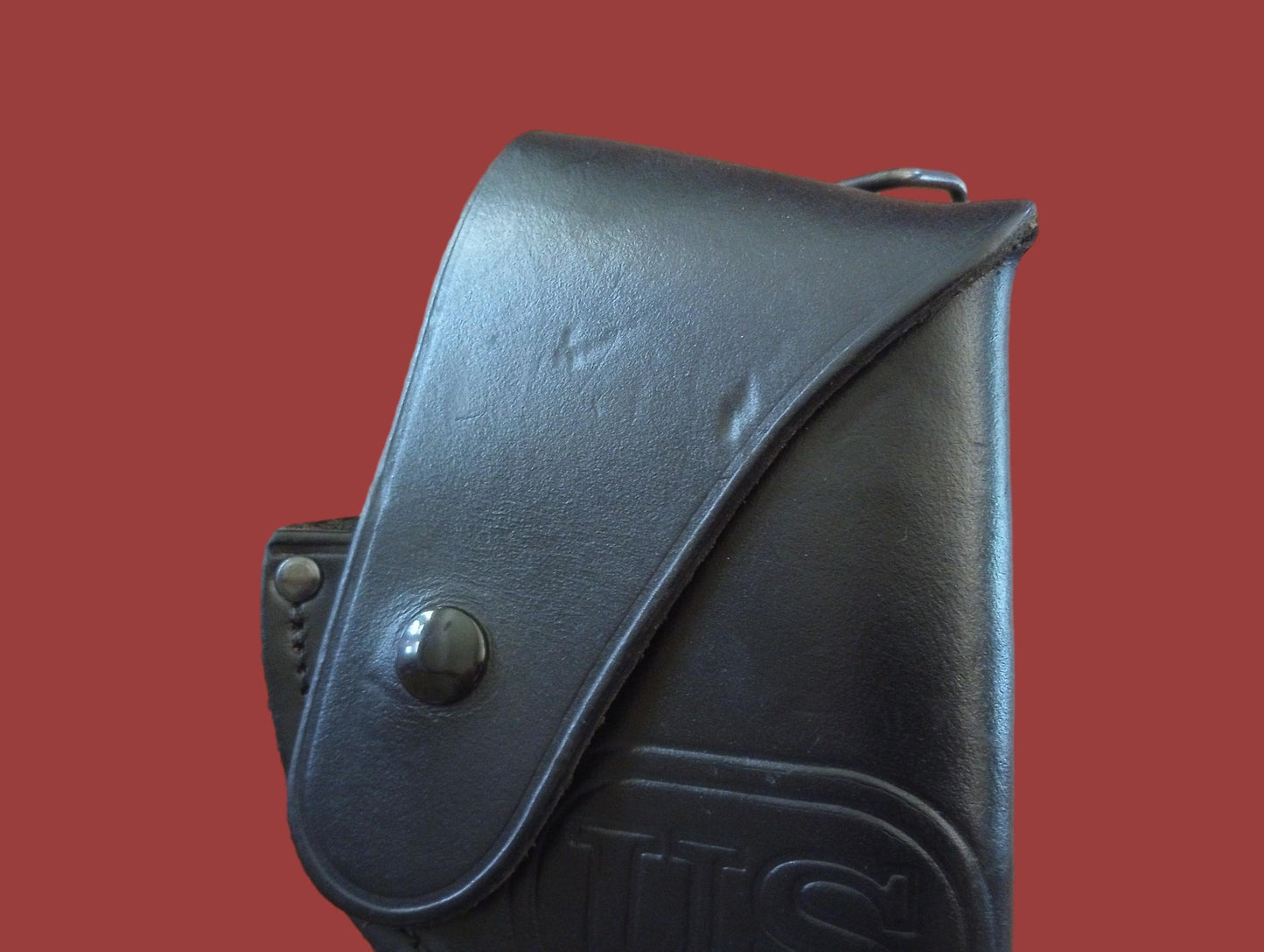 .38 PISTOL HOLSTER MILITARY ISSUE BLACK LEATHER HIP RH CATHEY ENT NOS