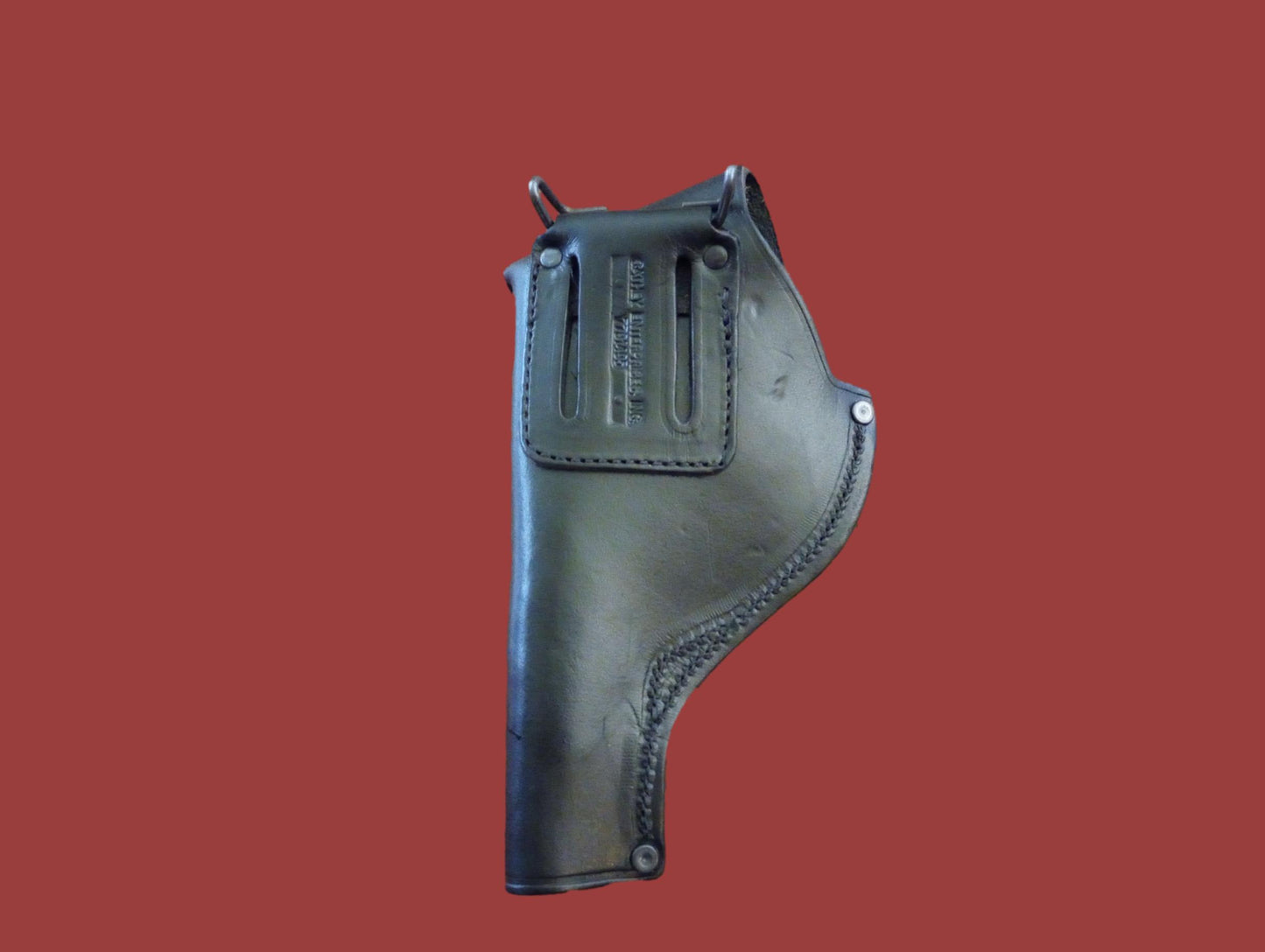 .38 PISTOL HOLSTER MILITARY ISSUE BLACK LEATHER HIP RH CATHEY ENT NOS