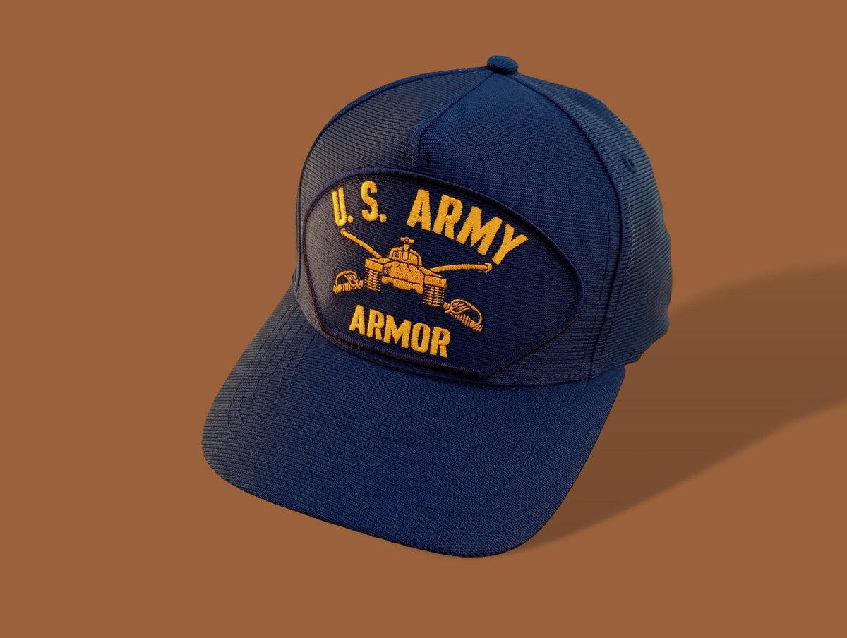 U.S ARMORED DIVISION BALL CAP U.S MILITARY OFFICIAL HEADWEAR HAT U.S.A MADE