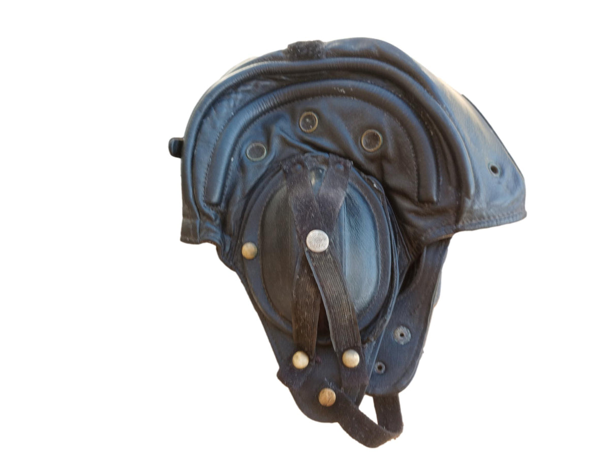 MILITARY BELGIAN ARMY LEATHER TANKERS HELMET ORIGINAL SURPLUS ISSUE TELEMIT