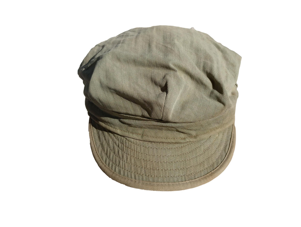 WWII M41/43 EARLY ARMY HBT UTILITY FIELD CAP SHORT BILL HAT HERRINGBONE TWILL