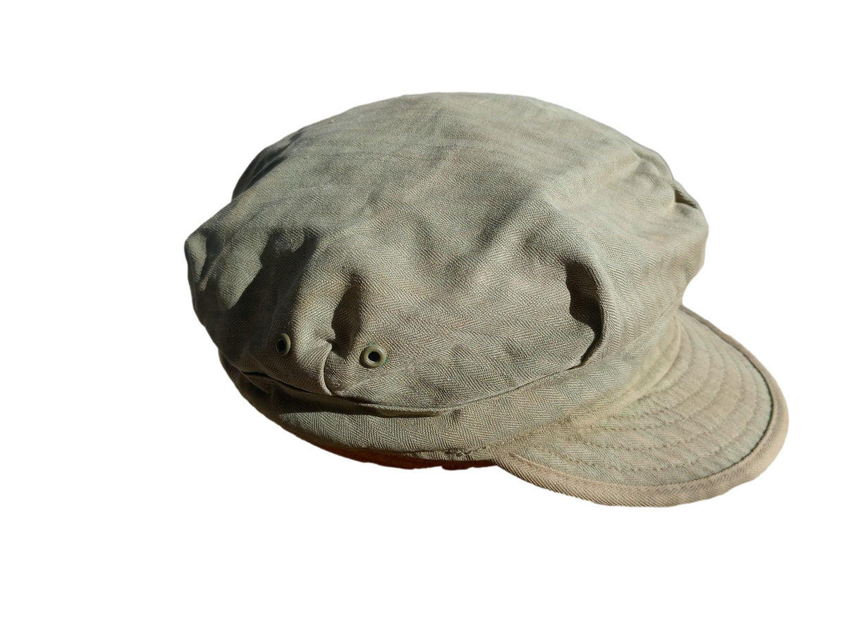 WWII M41/43 EARLY ARMY HBT UTILITY FIELD CAP SHORT BILL HAT HERRINGBONE TWILL