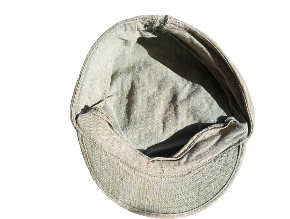WWII M41/43 EARLY ARMY HBT UTILITY FIELD CAP SHORT BILL HAT HERRINGBONE TWILL