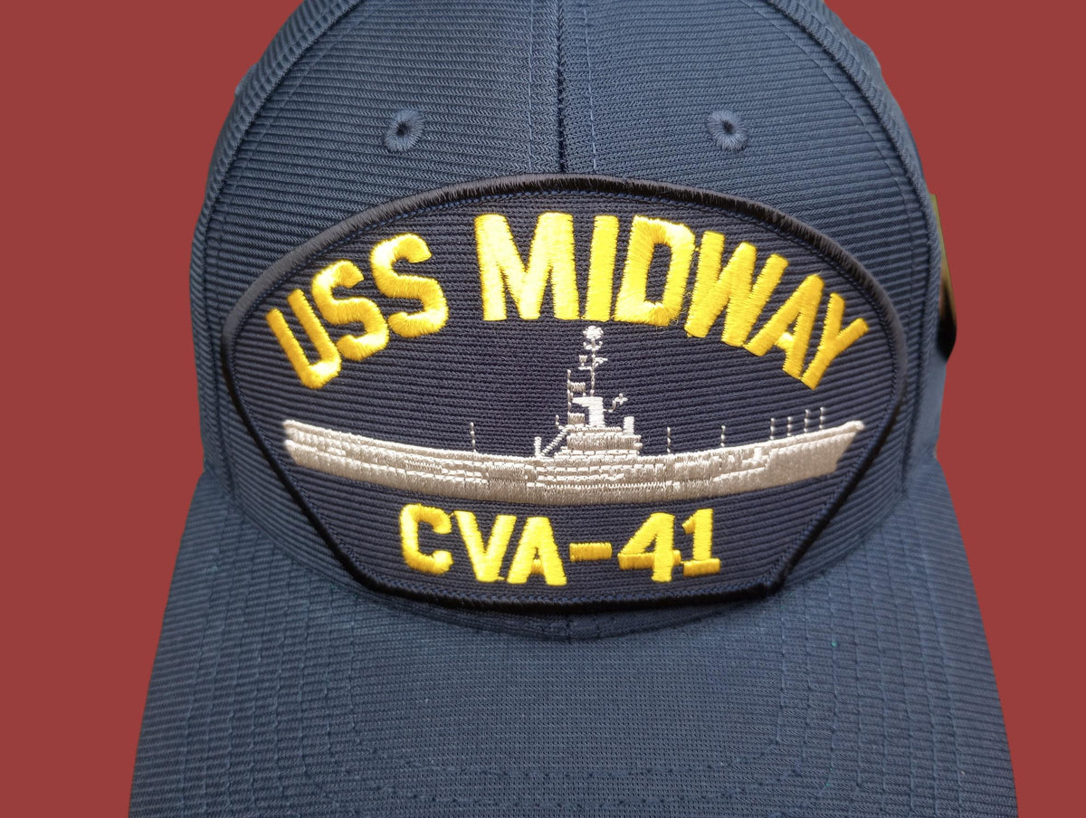 USS MIDWAY CVA-41 U.S NAVY SHIP HAT U.S MILITARY OFFICIAL BALL CAP U.S.A. MADE