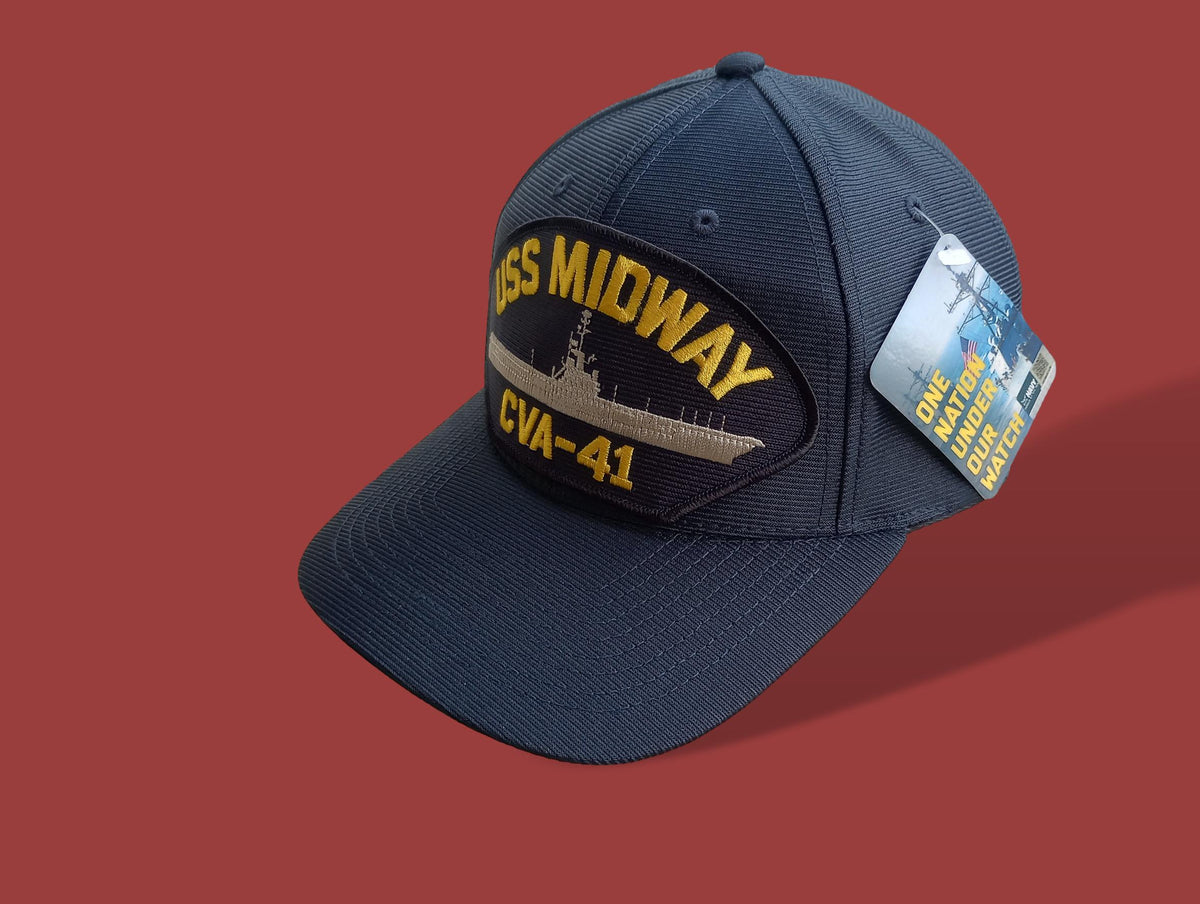 USS MIDWAY CVA-41 U.S NAVY SHIP HAT U.S MILITARY OFFICIAL BALL CAP U.S.A. MADE