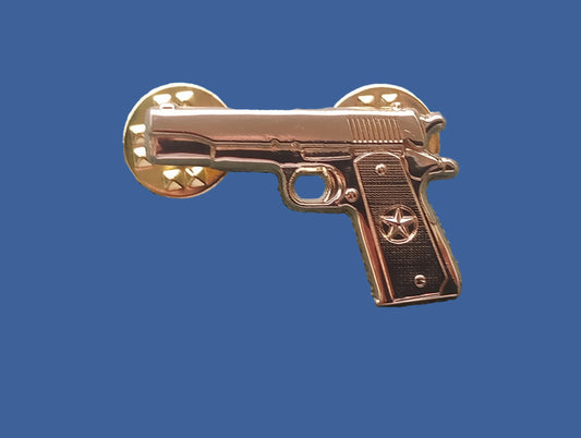 COLT 45 AUTOMATIC PISTOL HAT PIN LAPEL PIN GOLD IN COLOR