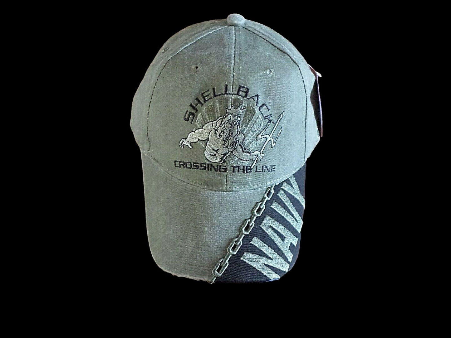 U.S NAVY SHELLBACK  HAT U.S.NAVY ON BILL OD GREEN DISTRESSED BASEBALL CAP