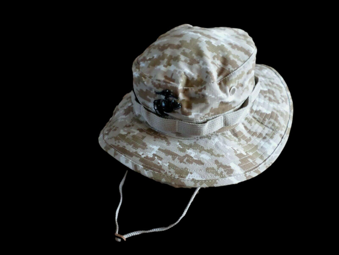 MARINE CORPS STYLE DIGITAL DESERT CAMOUFLAGE BOONIE HAT LARGE 7 1/2 WITH EGA