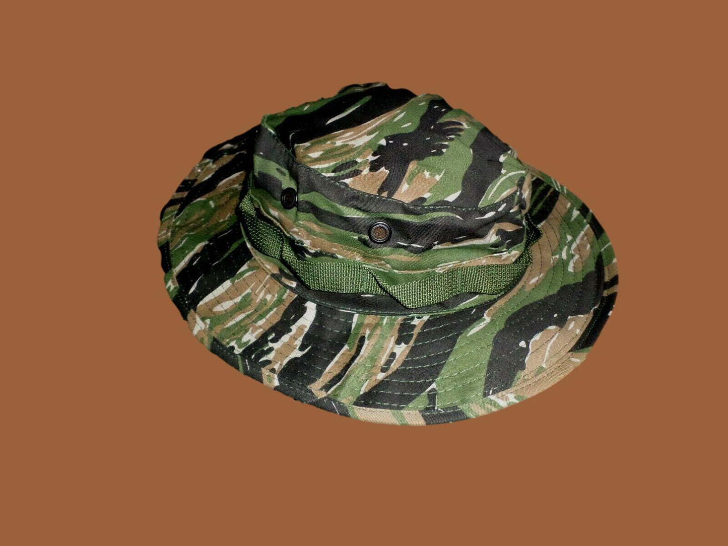 U.S MILITARY STYLE BOONIE HAT TIGER STRIPE CAMOUFLAGE VIETNAM REPRODUCTION 7 1/4